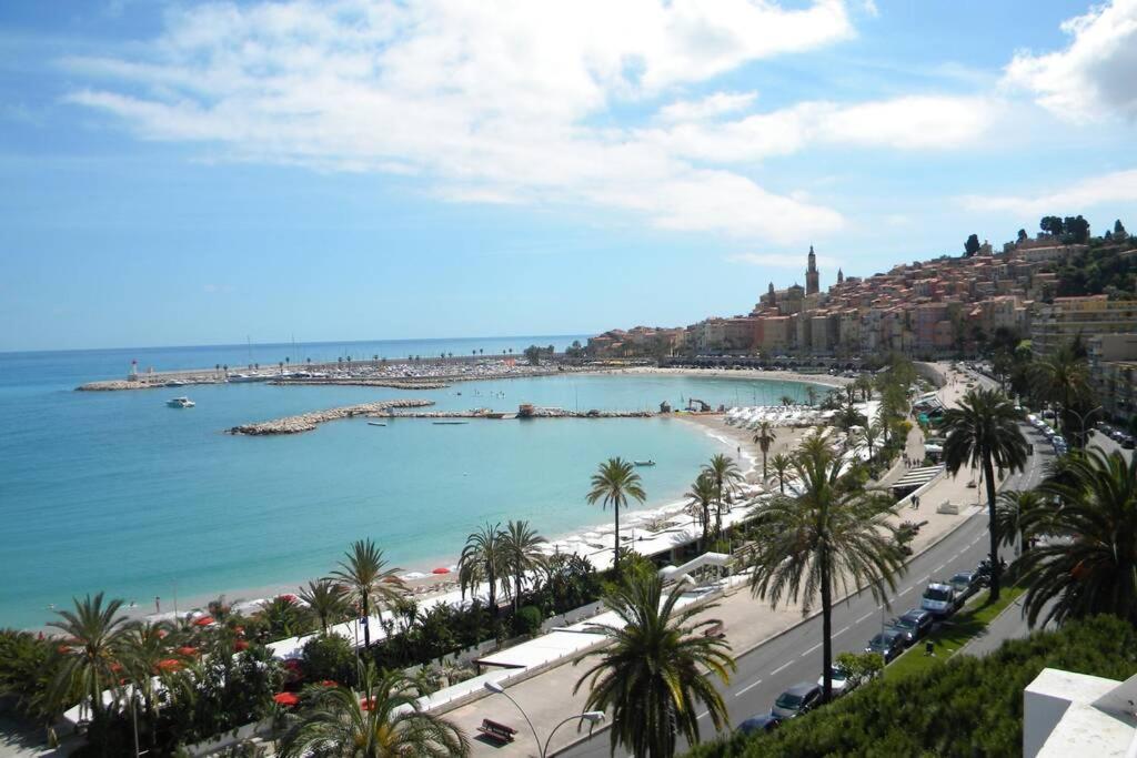 App Le Rocazur Avec Piscine Et Parking En Bord De Mer A 500M Du Centre Ville Menton Exterior foto
